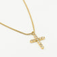 Ketting groot kruis met steentjes goudkleurig