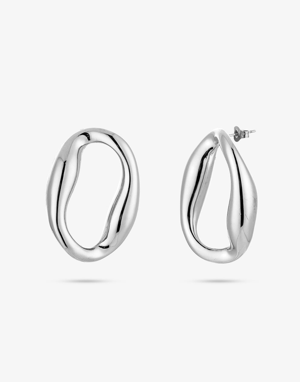 Statement earstud open schakel zilverkleurig