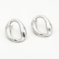 Statement earstud open schakel zilverkleurig