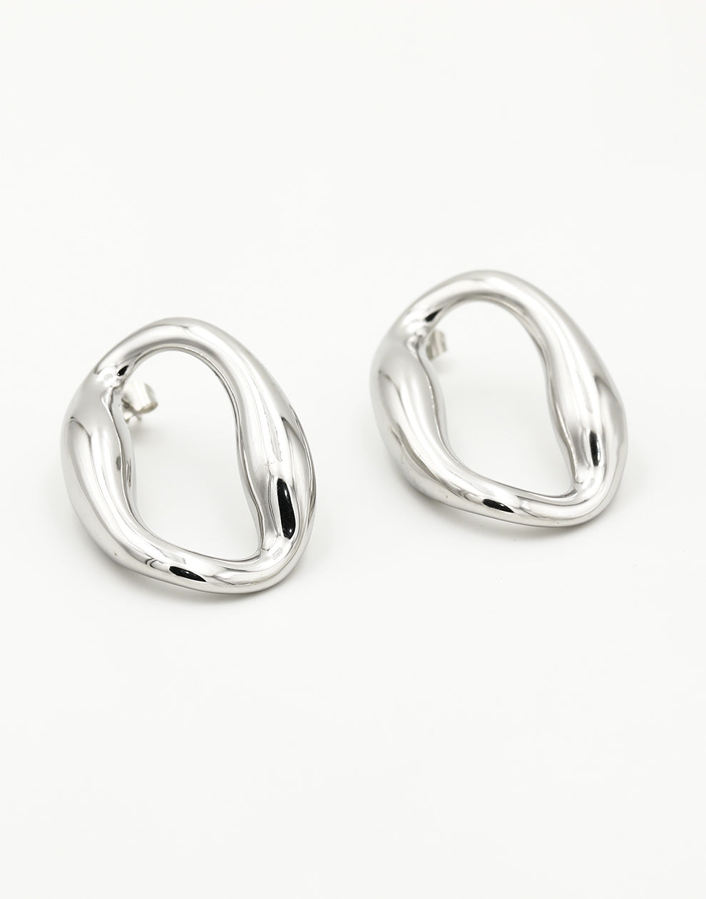 Statement earstud open schakel zilverkleurig