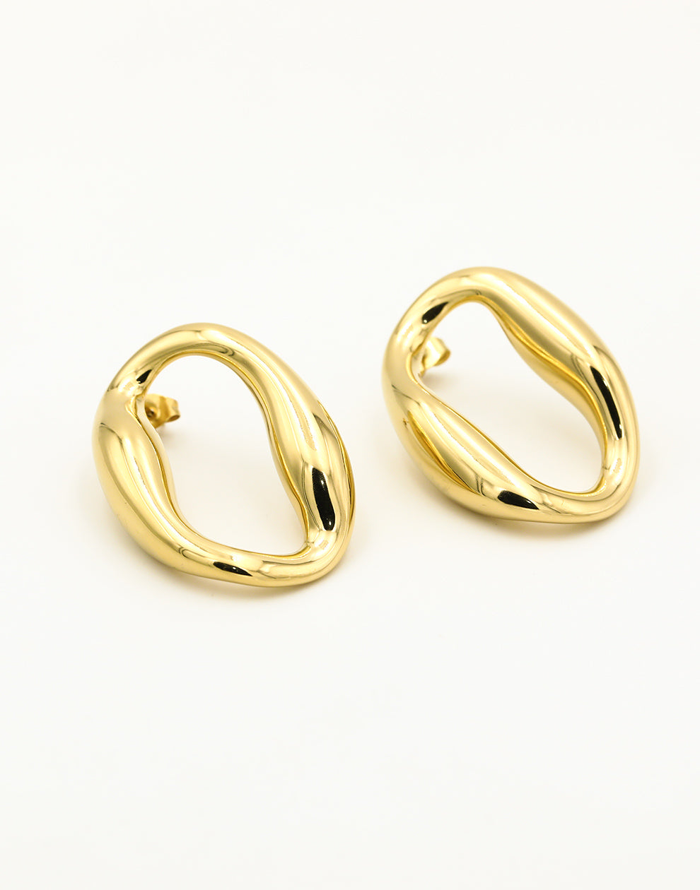 Statement earstud open schakel goudkleurig