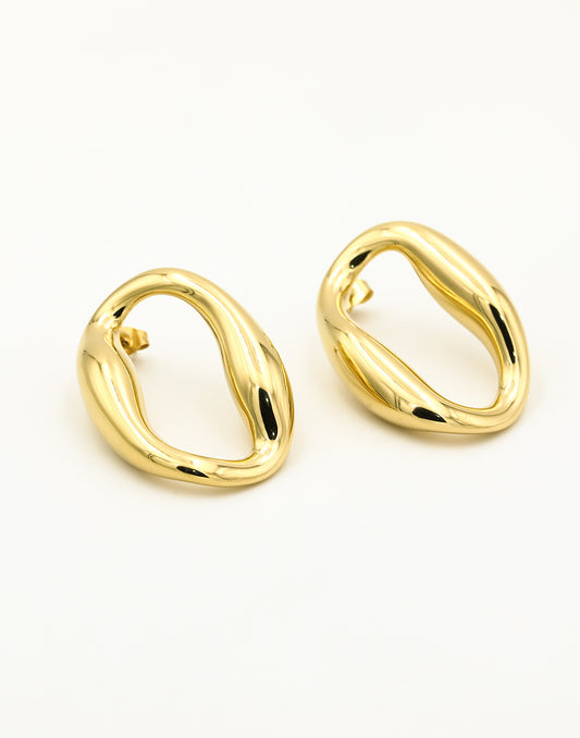 Statement earstud open schakel goudkleurig