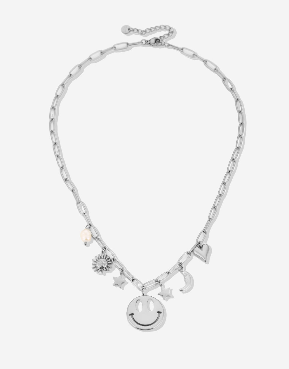 Bedelketting smiley stars zilverkleurig