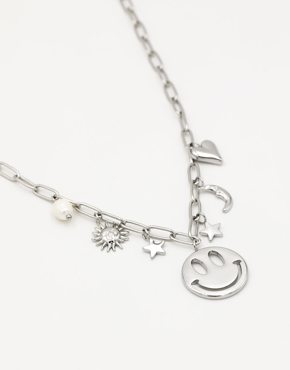 Bedelketting smiley stars zilverkleurig