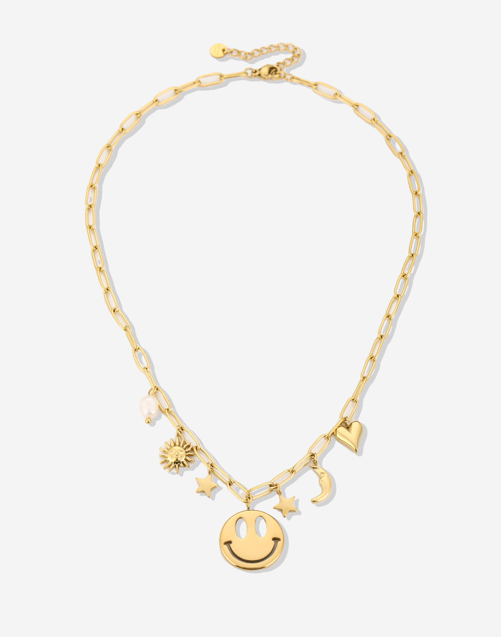 Bedelketting smiley stars goudkleurig