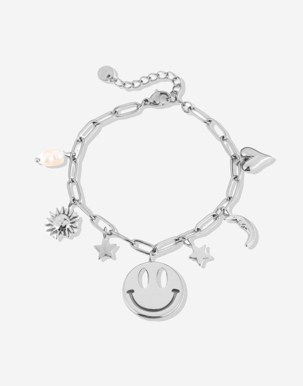 Bedelarmband smiley stars zilverkleurig