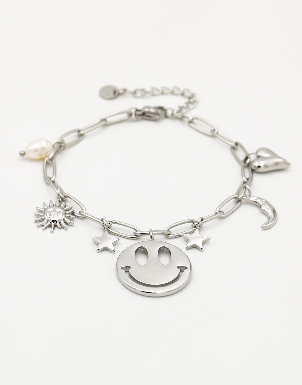 Bedelarmband smiley stars zilverkleurig