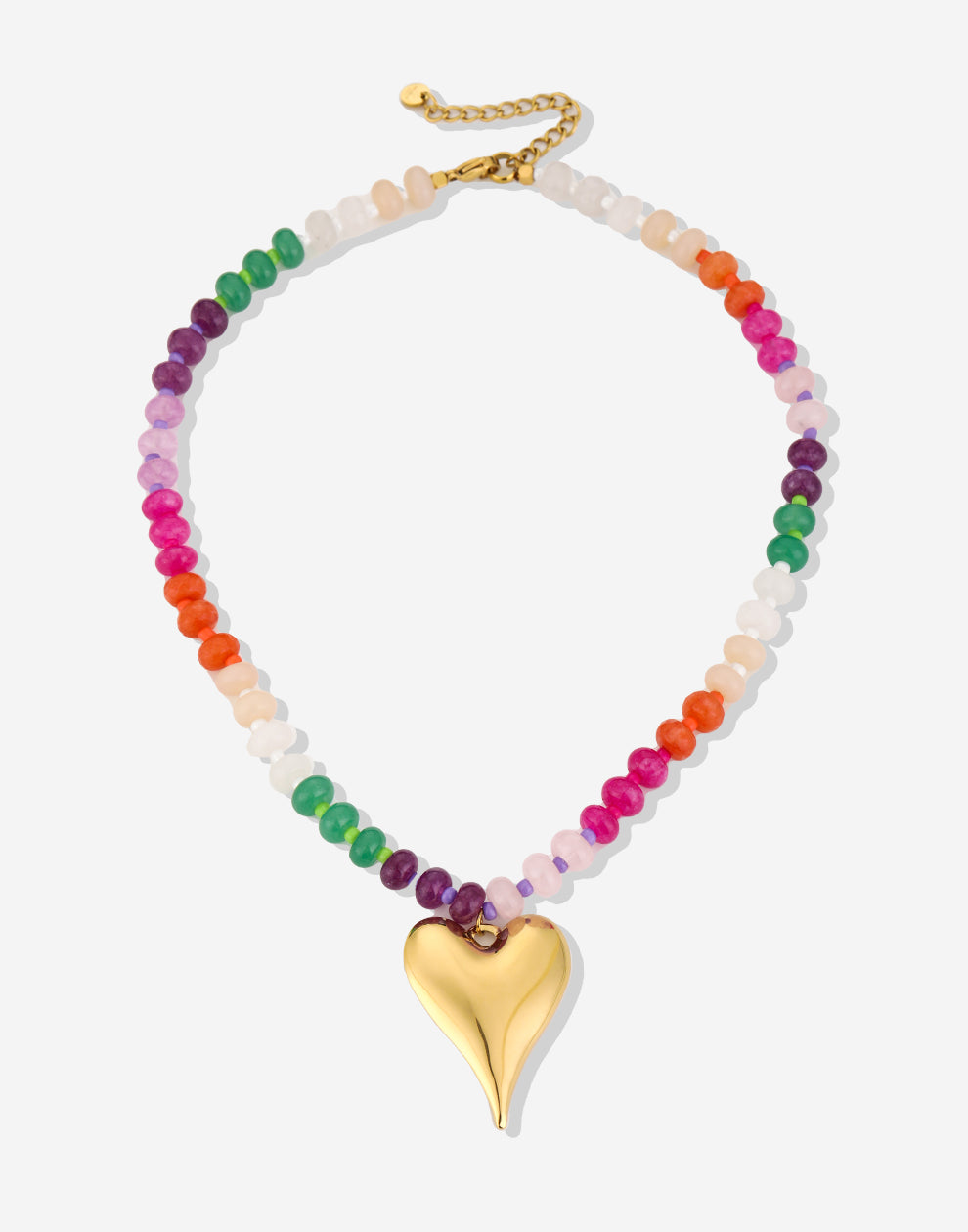 Kleurrijke kralenketting met groot hart