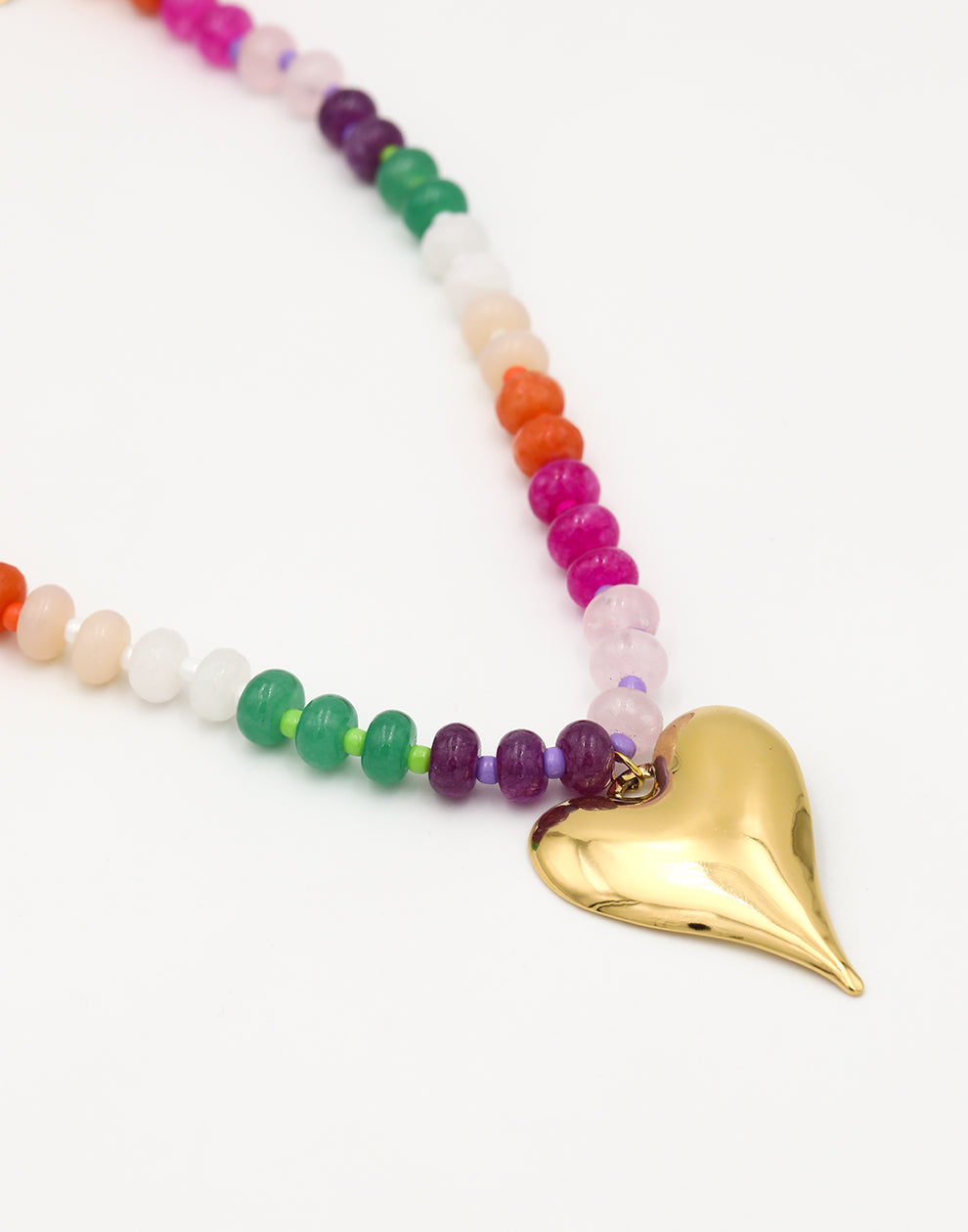 Kleurrijke kralenketting met groot hart