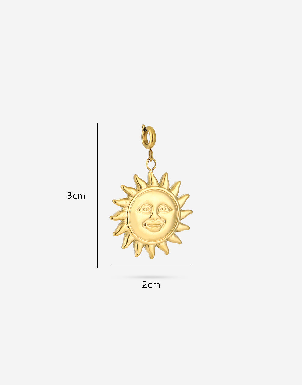 Losse bedel happy sun goudkleurig