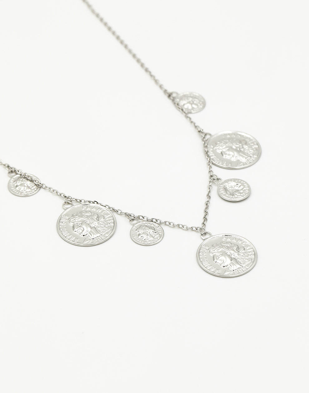 Bedelketting vintage munten zilverkleurig