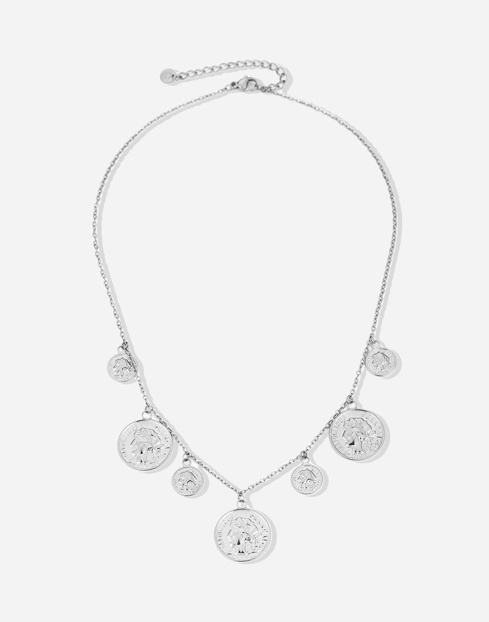 Bedelketting vintage munten zilverkleurig