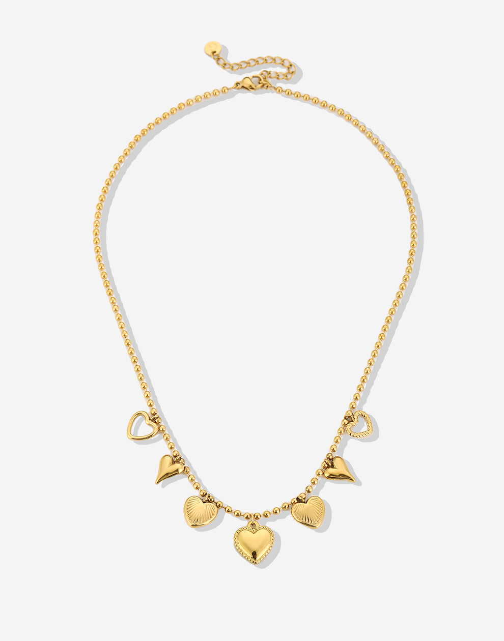 Bedelketting verschillende hartjes goudkleurig