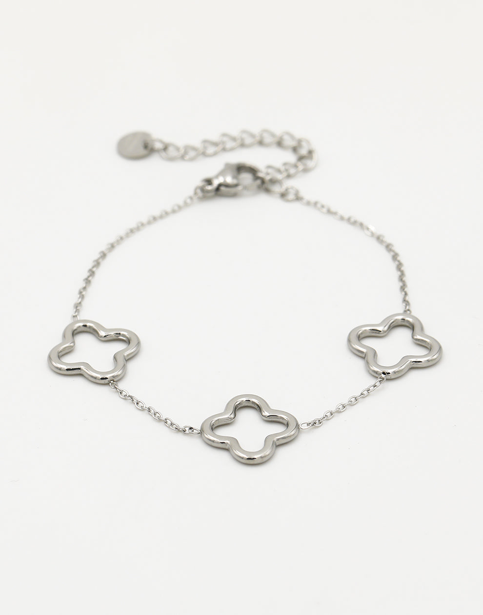 Armband drie chunky klavers zilverkleurig