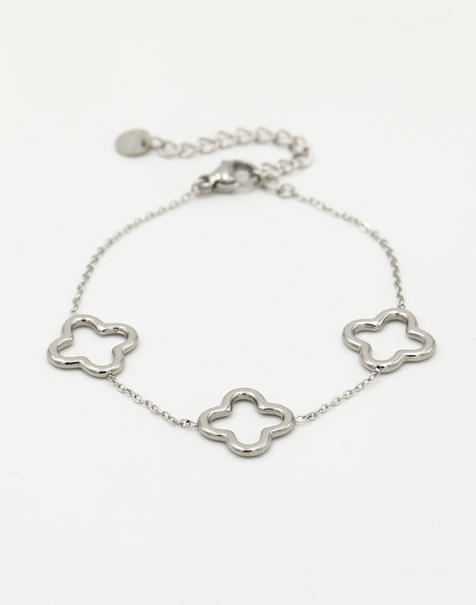 Armband drie chunky klavers zilverkleurig