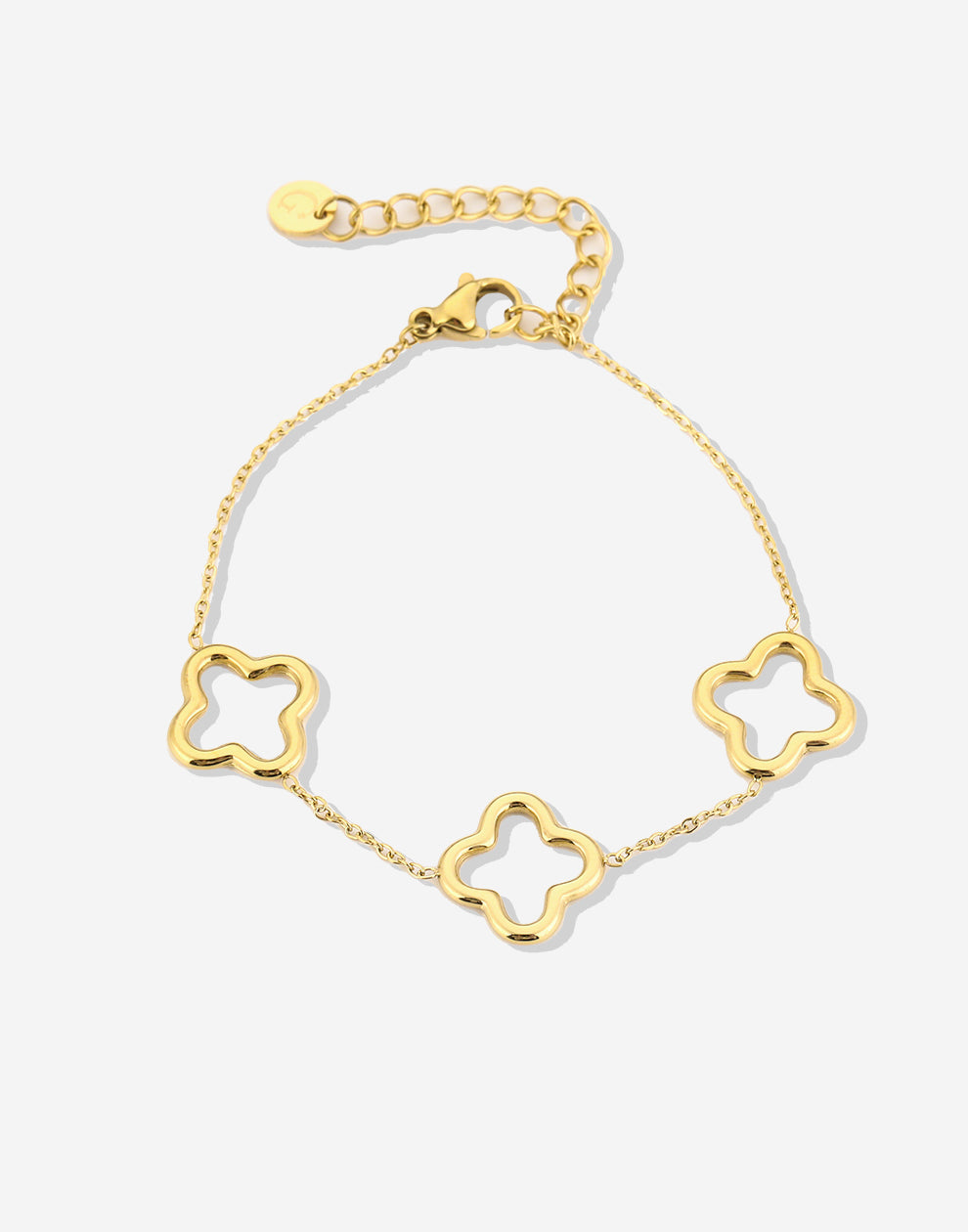 Armband drie chunky klavers goudkleurig