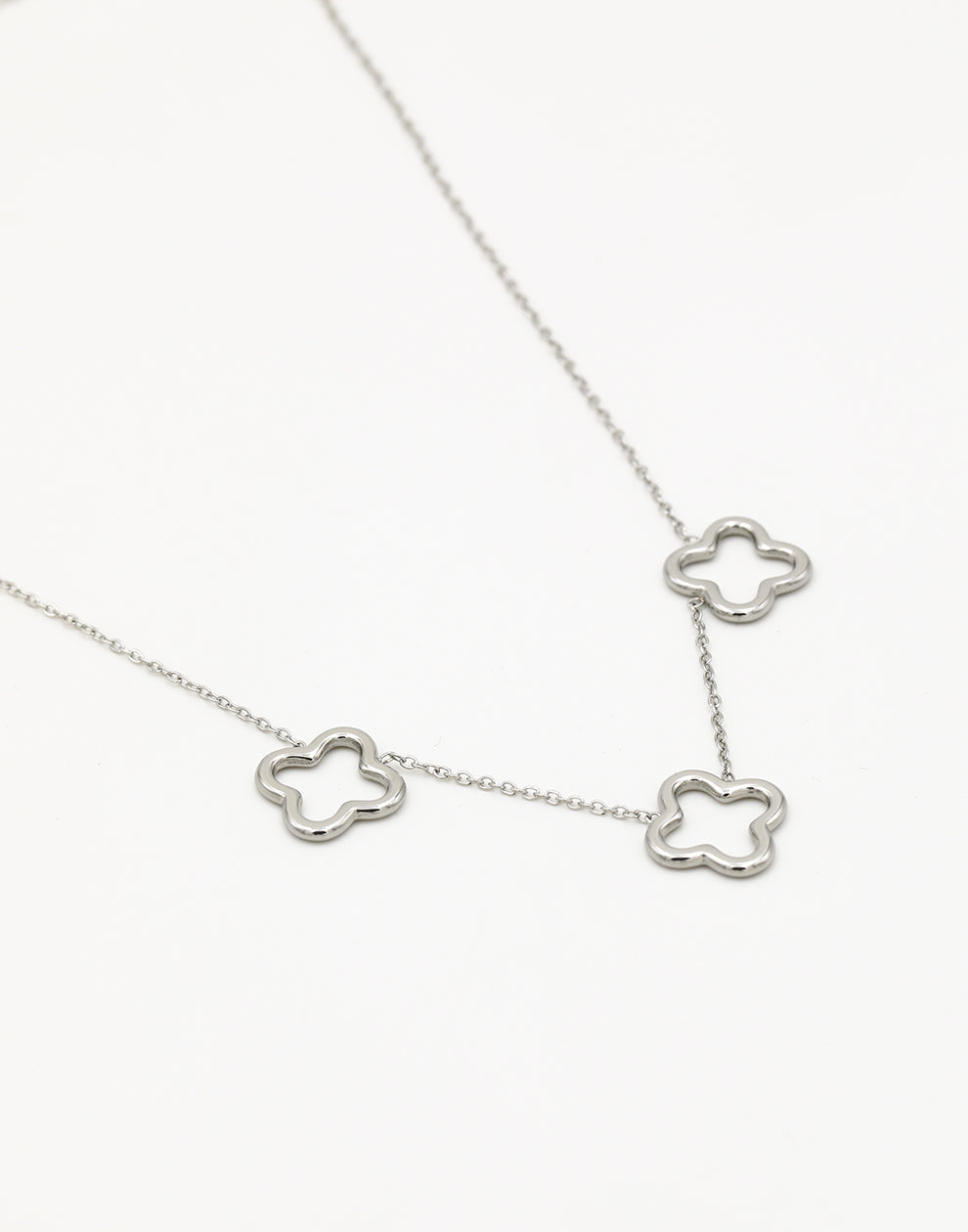 Ketting met 3 chunky klavers Zilverkleurig