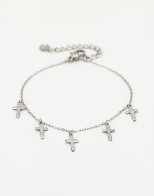 armband kruisjes zilverkleurig