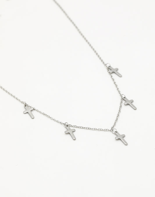 ketting kruisjes zilverkleurig