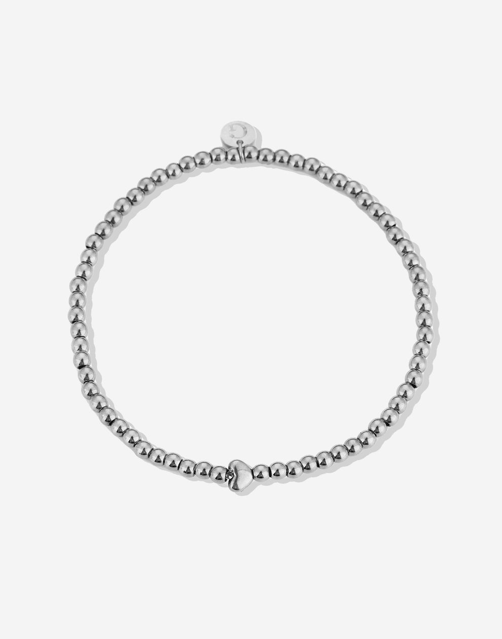 Stretch armbandje met hart zilverkleurig