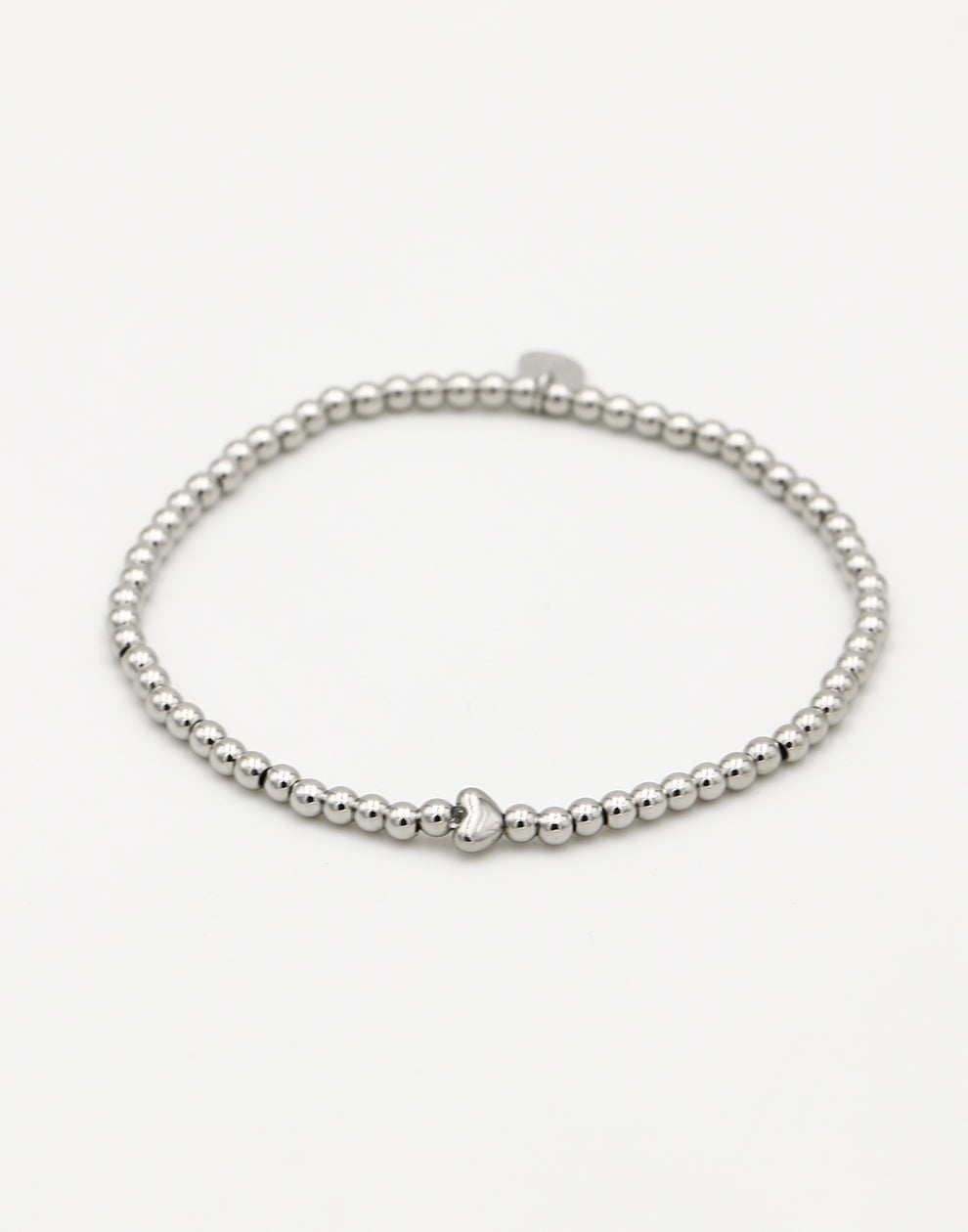 Stretch armbandje met hart zilverkleurig