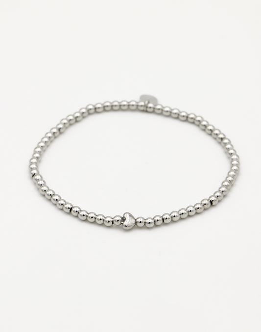 Stretch armbandje met hart zilverkleurig