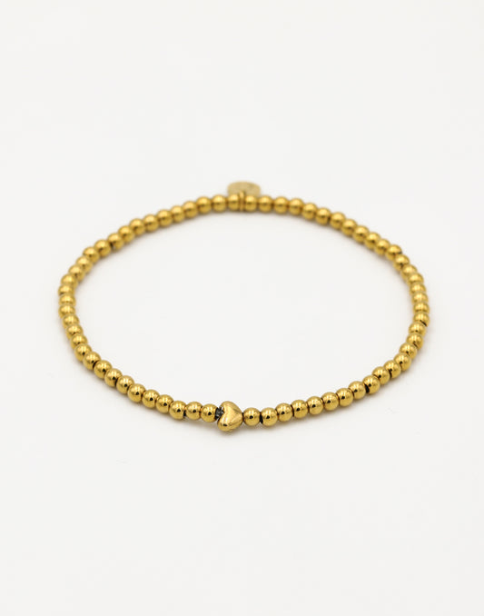 Stretch armbandje met hart goudkleurig