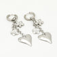 Oorringen met bedels flower love zilverkleurig