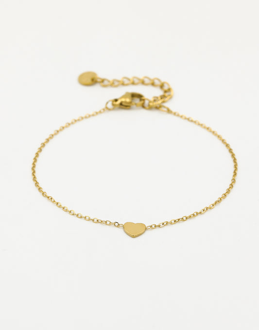 Armband klein hartje plat goudkleurig