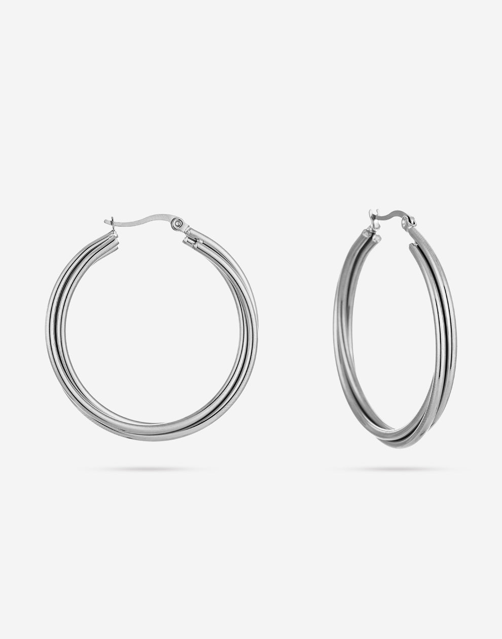 Fijne hoops gevlochten 4cm zilverkleurig