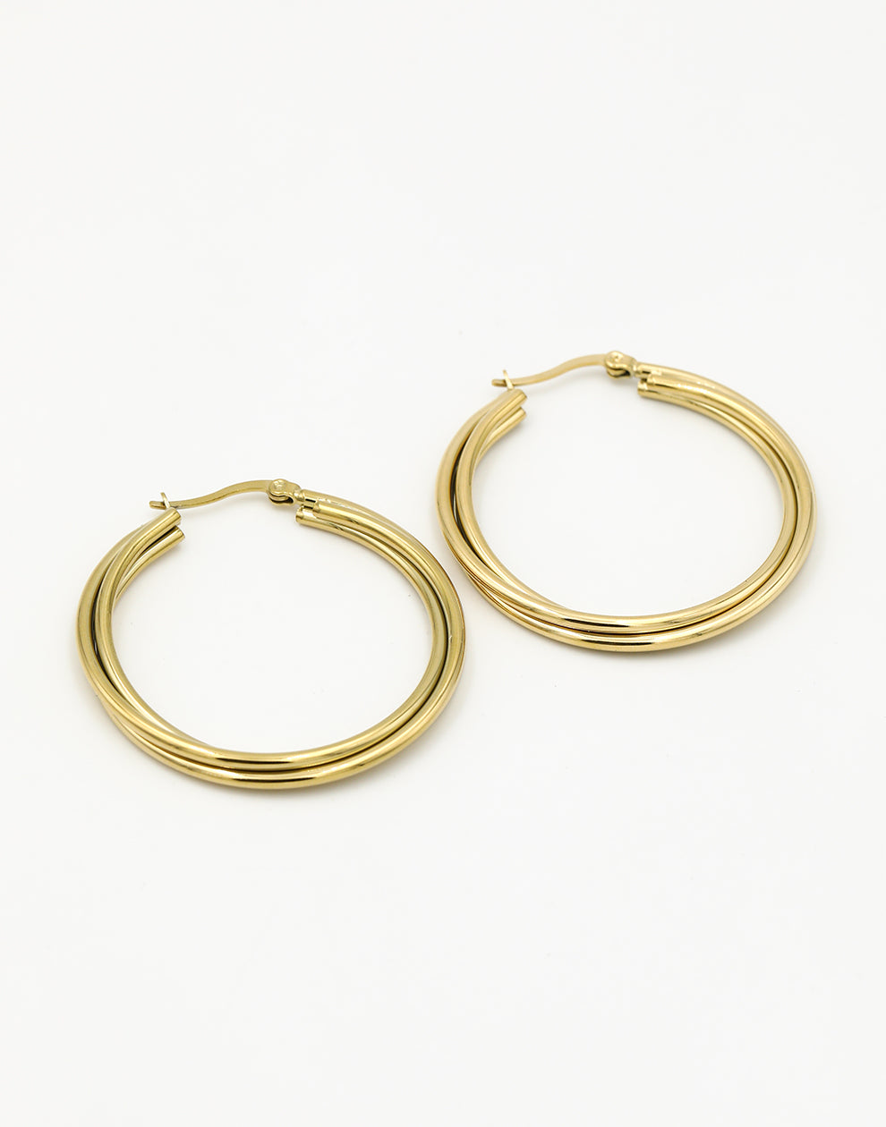 Fijne hoops gevlochten 4cm goudkleurig