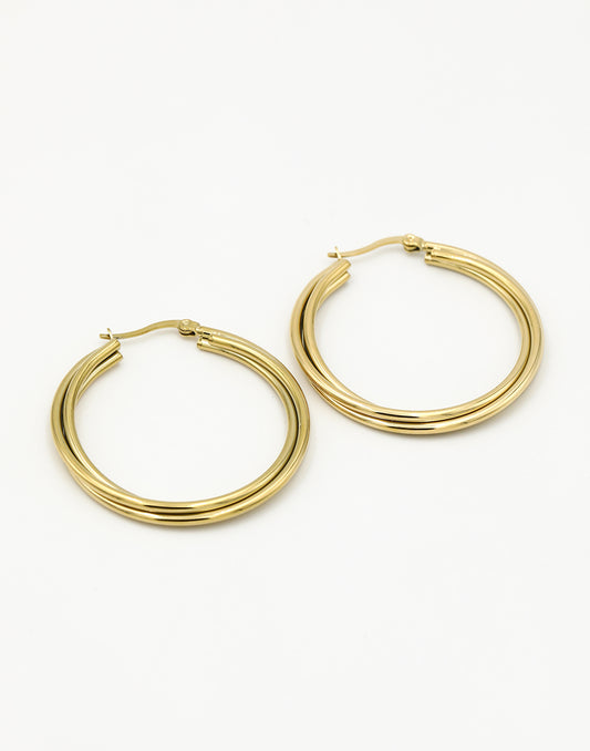 Fijne hoops gevlochten 4cm goudkleurig