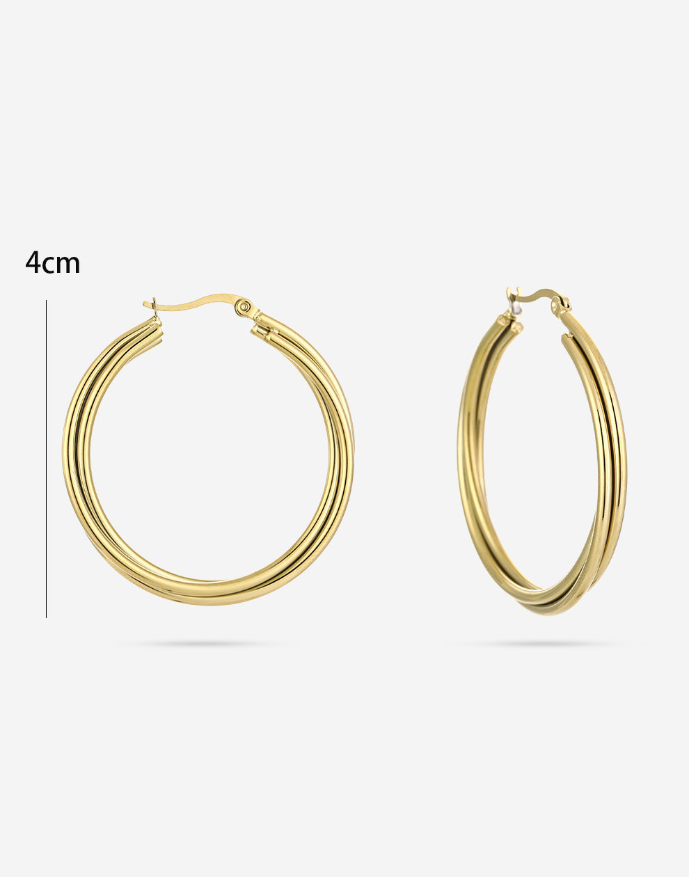 Fijne hoops gevlochten 4cm goudkleurig