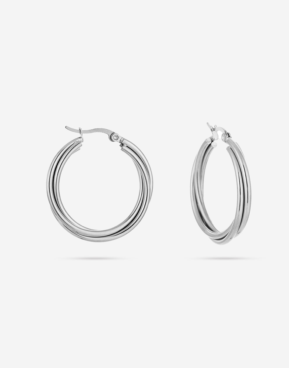 Fijne hoops gevlochten 3cm zilverkleurig