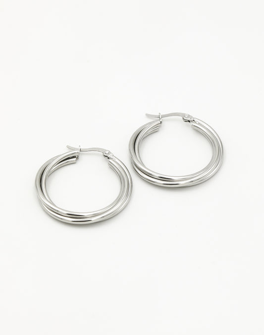 Fijne hoops gevlochten 3cm zilverkleurig