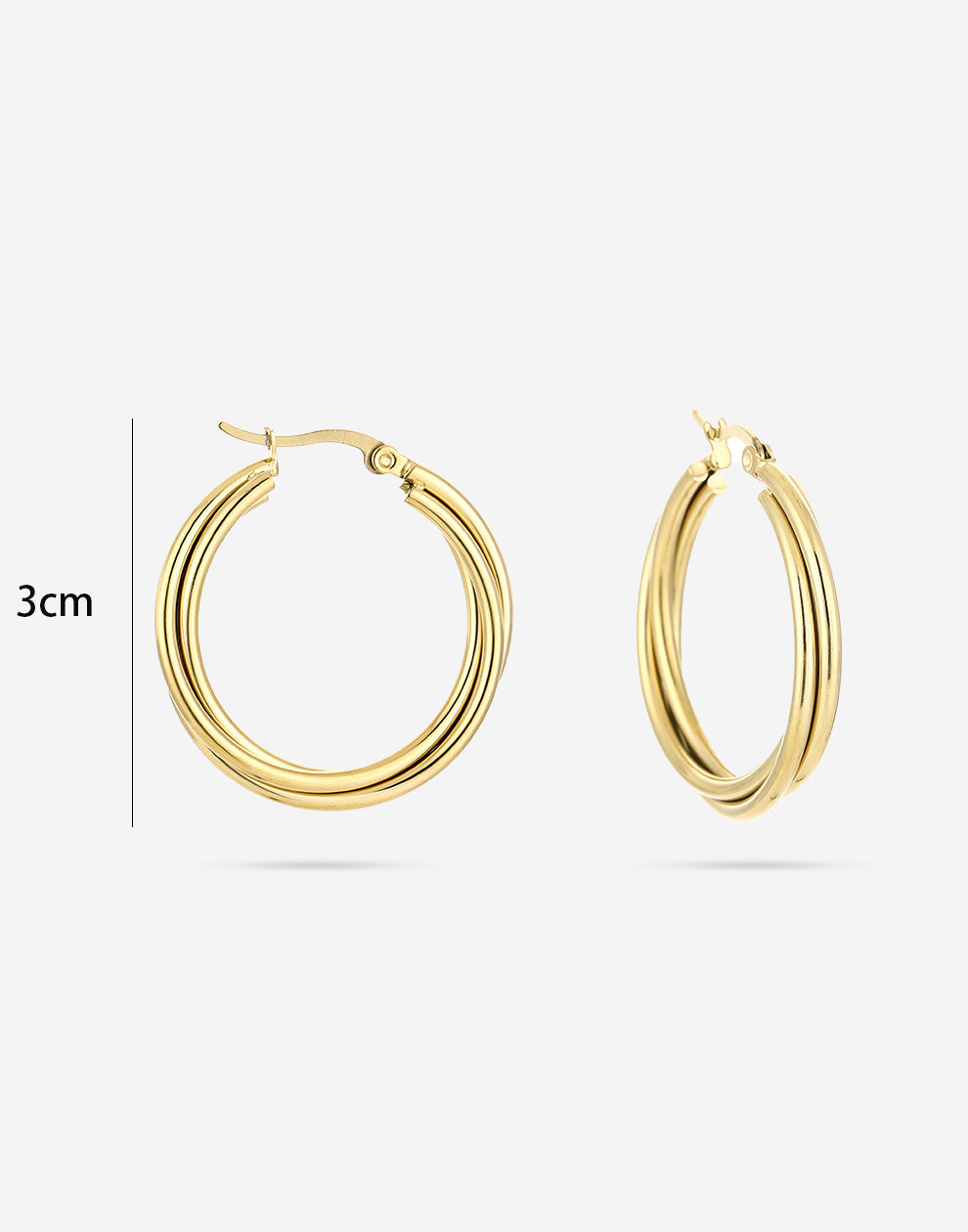 Fijne hoops gevlochten 3cm goudkleurig