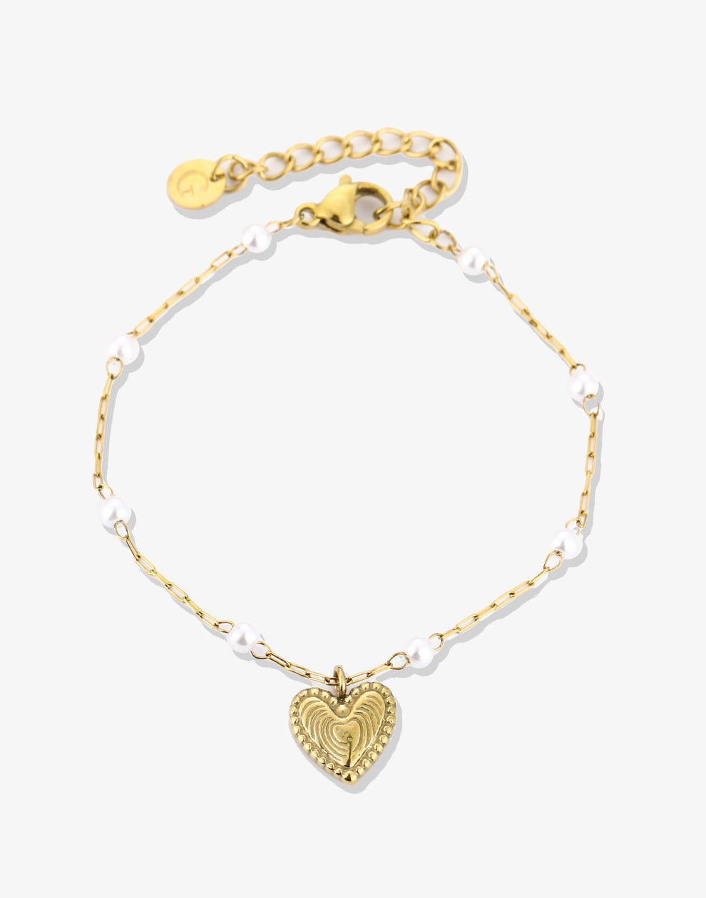 Parel armband met hartje goudkleurig