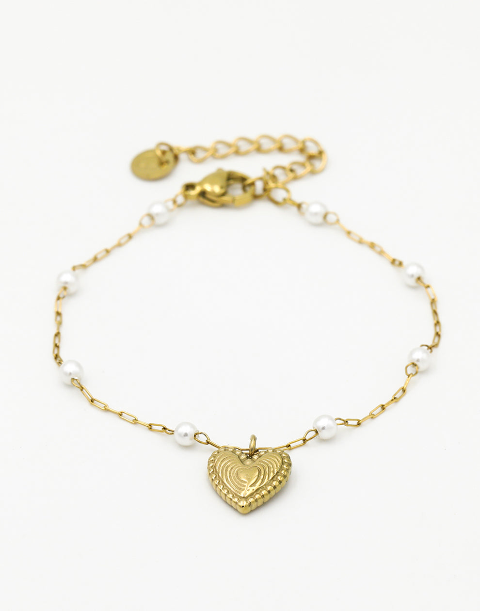 Parel armband met hartje goudkleurig