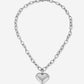 Lange schakelketting met chunky hart zilverkleurig