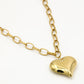 Lange schakelketting met chunky hart goudkleurig