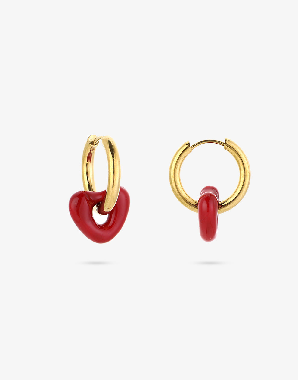 Oorringen rood hartje