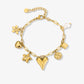 Bedelarmband bloemen en hartjes