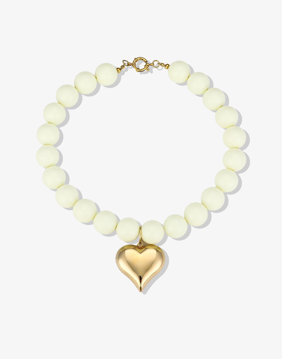 Kralenketting pastel met hart beige