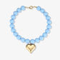 Kralenketting pastel met hart blauw