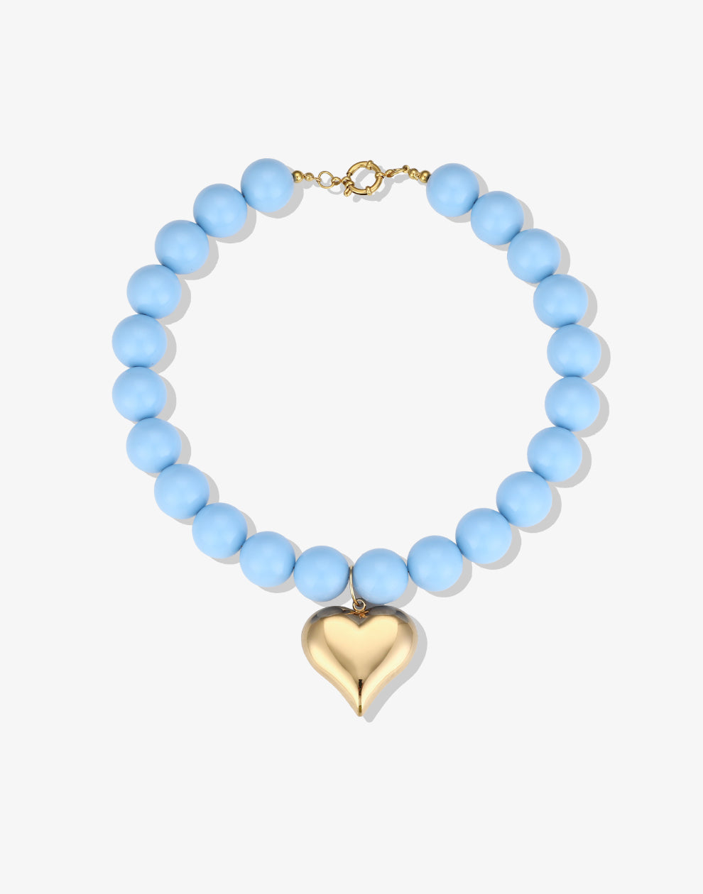 Kralenketting pastel met hart blauw