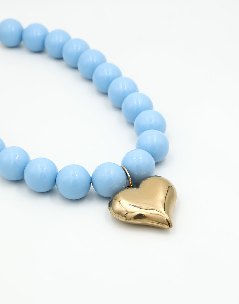 Kralenketting pastel met hart blauw