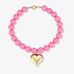 Kralenketting pastel met hart roze