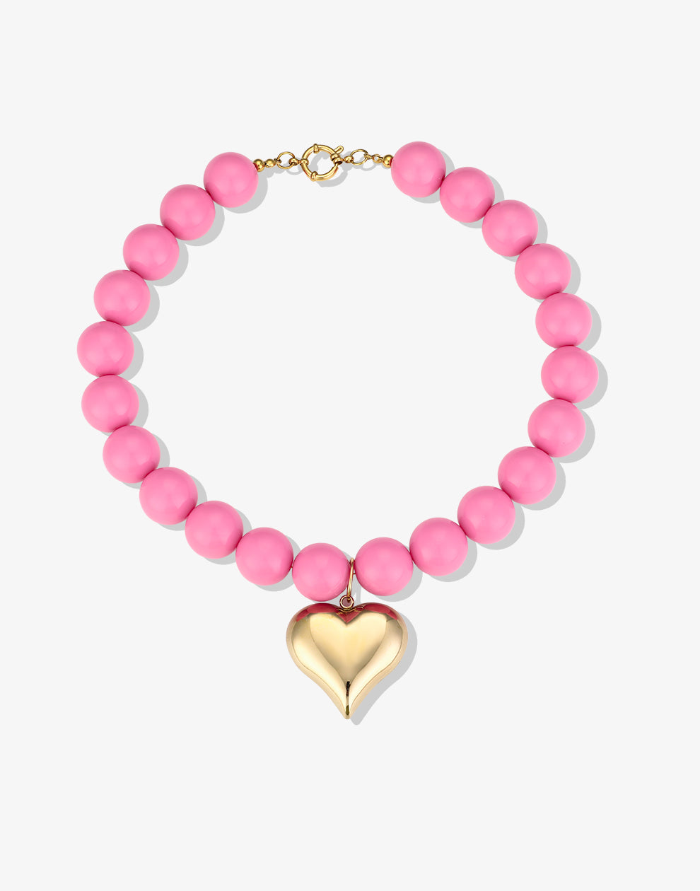 Kralenketting pastel met hart roze