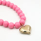 Kralenketting pastel met hart roze