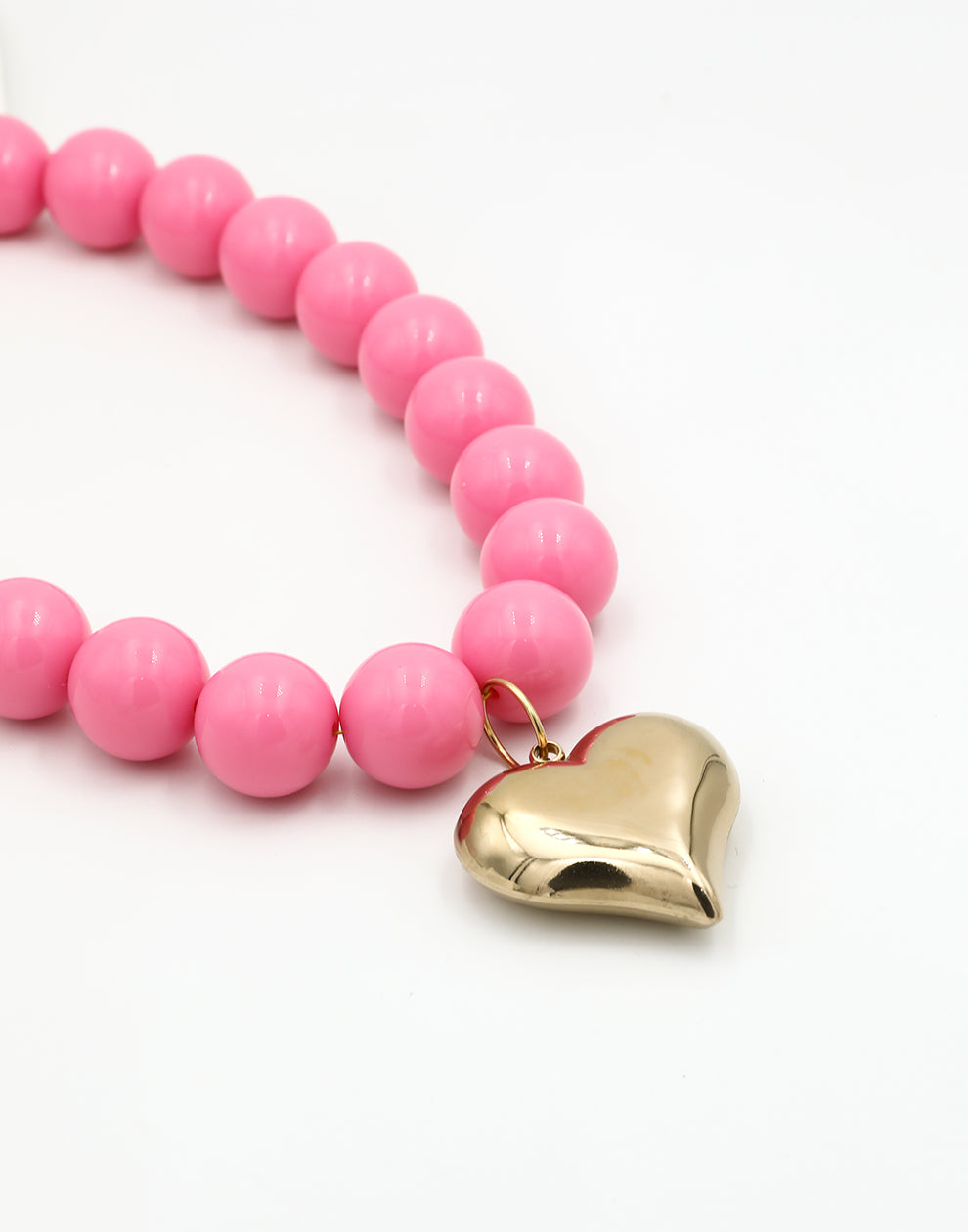 Kralenketting pastel met hart roze
